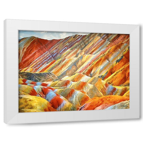 Painted Mountains V White Modern Wood Framed Art Print by Medeiros, Celito