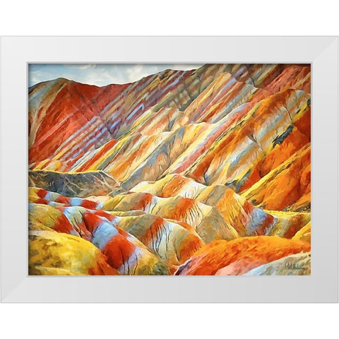 Painted Mountains V White Modern Wood Framed Art Print by Medeiros, Celito