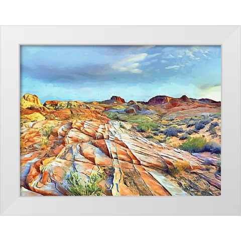 Painted Mountains VI White Modern Wood Framed Art Print by Medeiros, Celito