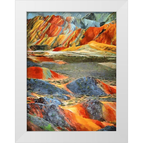 Painted Mountains IX White Modern Wood Framed Art Print by Medeiros, Celito