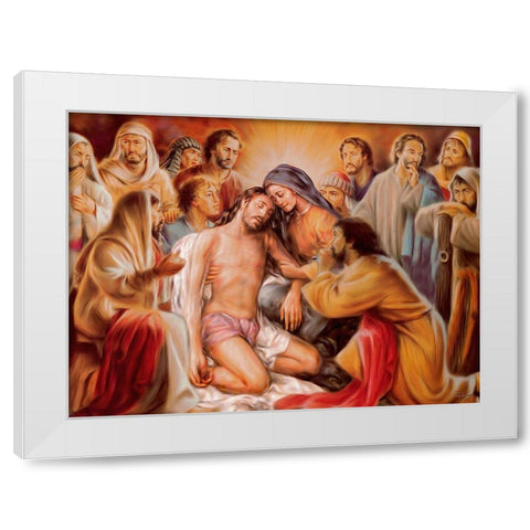 Pieta White Modern Wood Framed Art Print by Medeiros, Celito