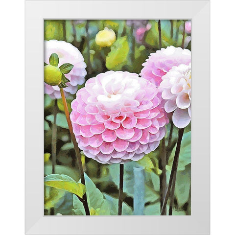 Pink Flowers White Modern Wood Framed Art Print by Medeiros, Celito