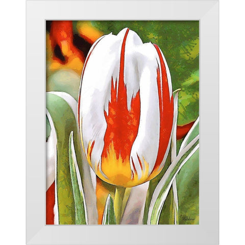 Tulip in White and Orange Colors White Modern Wood Framed Art Print by Medeiros, Celito