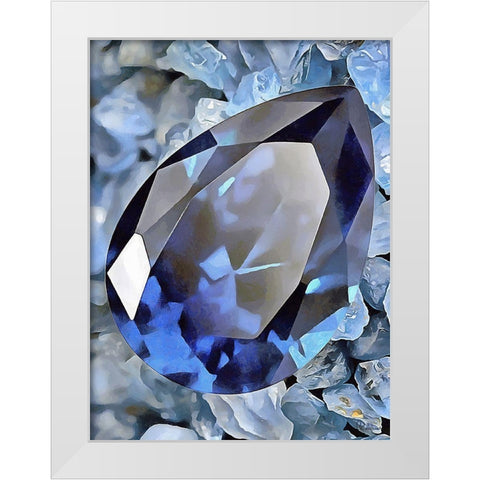 Blue Precious Stone White Modern Wood Framed Art Print by Medeiros, Celito