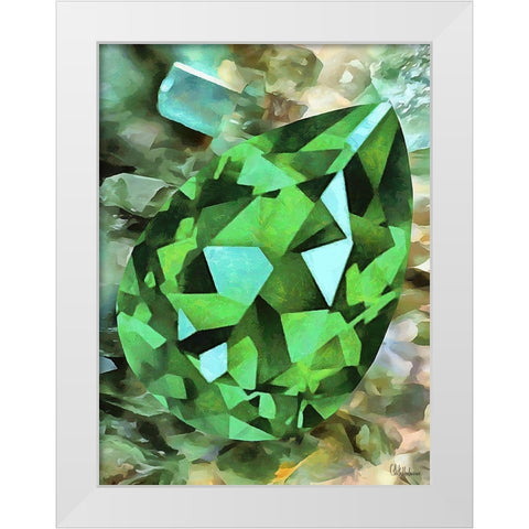 Green Precious Stone White Modern Wood Framed Art Print by Medeiros, Celito