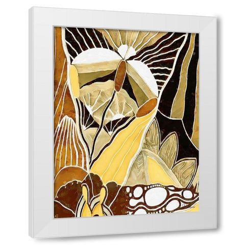 Yellow-Brown Flowers White Modern Wood Framed Art Print by Medeiros, Celito