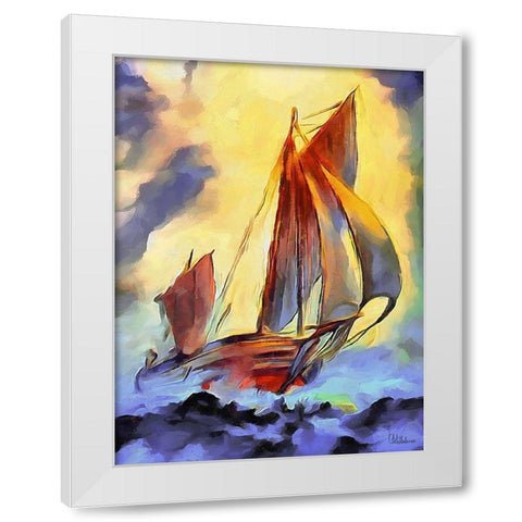 Sail on the Sea White Modern Wood Framed Art Print by Medeiros, Celito