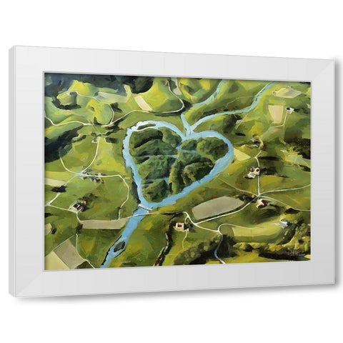 Heart of River White Modern Wood Framed Art Print by Medeiros, Celito