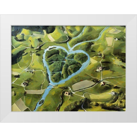 Heart of River White Modern Wood Framed Art Print by Medeiros, Celito