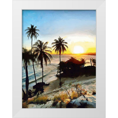 Sunset in Paradise I White Modern Wood Framed Art Print by Medeiros, Celito