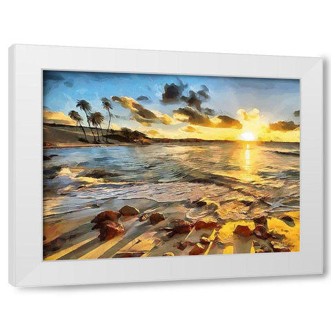 Sunset in Paradise II White Modern Wood Framed Art Print by Medeiros, Celito