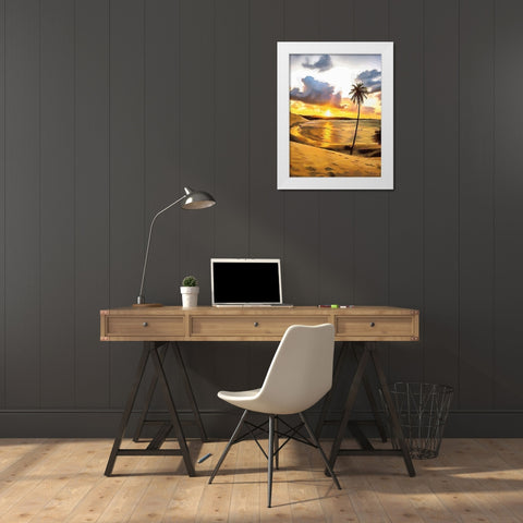 Sunset in Paradise IV White Modern Wood Framed Art Print by Medeiros, Celito