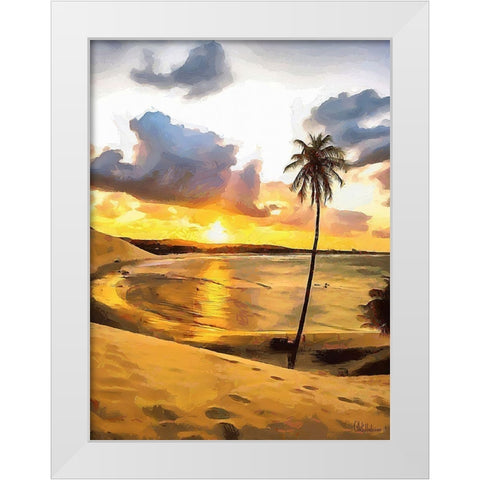 Sunset in Paradise IV White Modern Wood Framed Art Print by Medeiros, Celito
