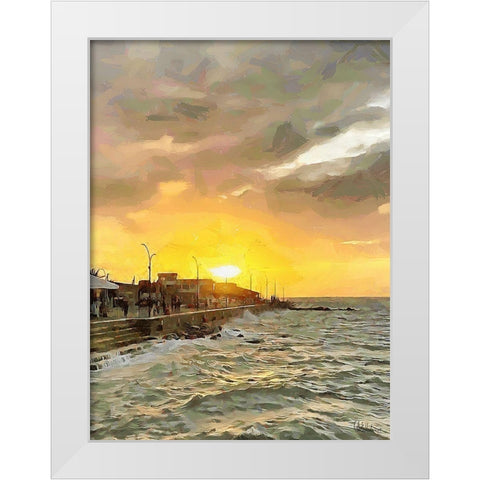 Sunset in Paradise V White Modern Wood Framed Art Print by Medeiros, Celito