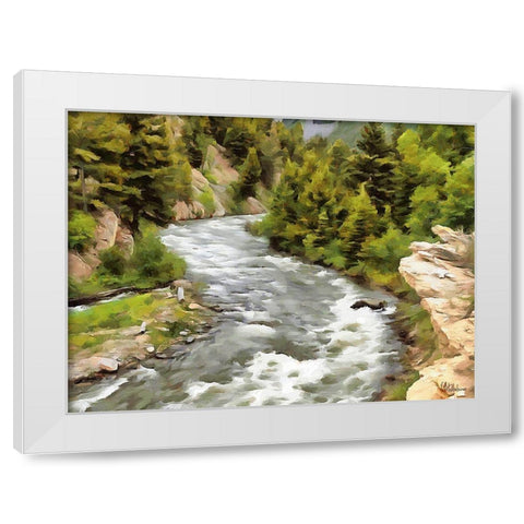 River in Forest IV White Modern Wood Framed Art Print by Medeiros, Celito