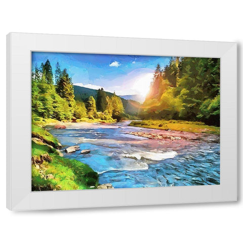 River in Forest VI White Modern Wood Framed Art Print by Medeiros, Celito
