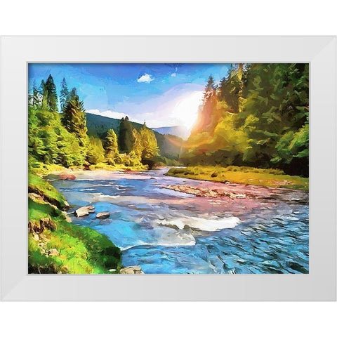 River in Forest VI White Modern Wood Framed Art Print by Medeiros, Celito