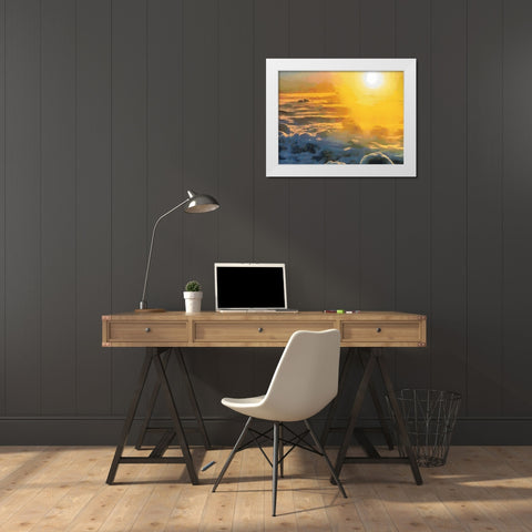 Sunrise White Modern Wood Framed Art Print by Medeiros, Celito
