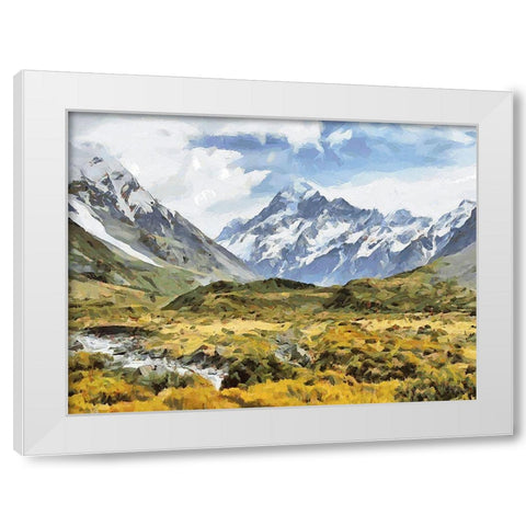 Mountains with snow White Modern Wood Framed Art Print by Medeiros, Celito