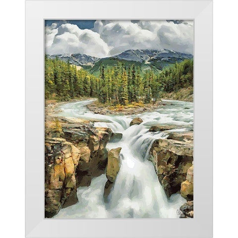 Sunwapta Falls White Modern Wood Framed Art Print by Medeiros, Celito