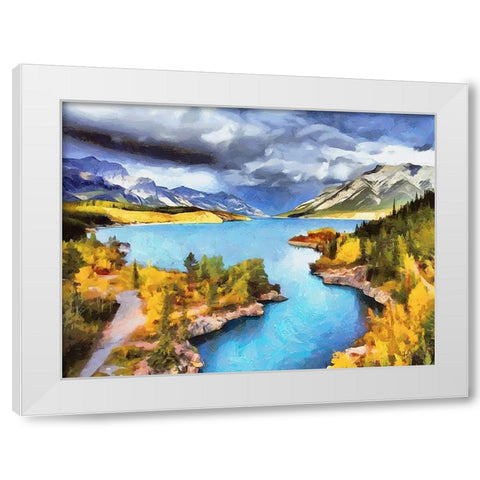 Lake in Canadian Rockies White Modern Wood Framed Art Print by Medeiros, Celito