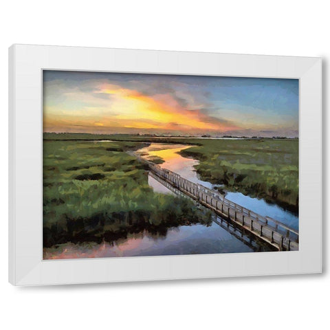 Romantic Sunset White Modern Wood Framed Art Print by Medeiros, Celito