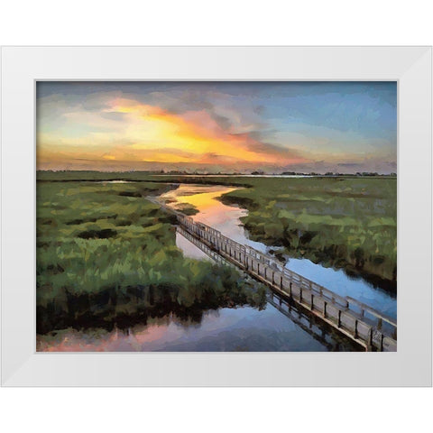 Romantic Sunset White Modern Wood Framed Art Print by Medeiros, Celito