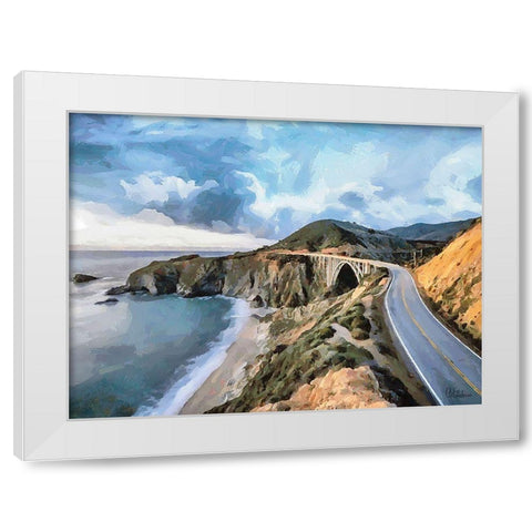 Bridge near Sea White Modern Wood Framed Art Print by Medeiros, Celito