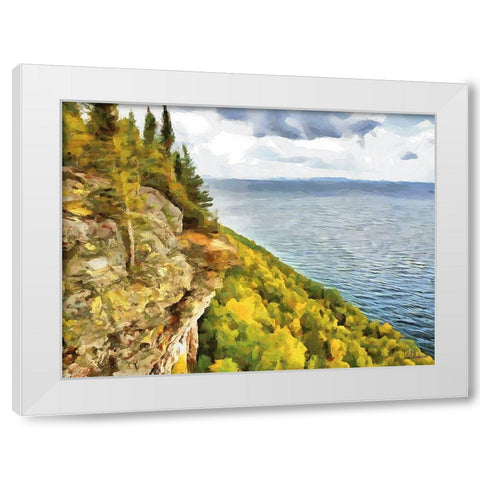 Big Lakes II White Modern Wood Framed Art Print by Medeiros, Celito