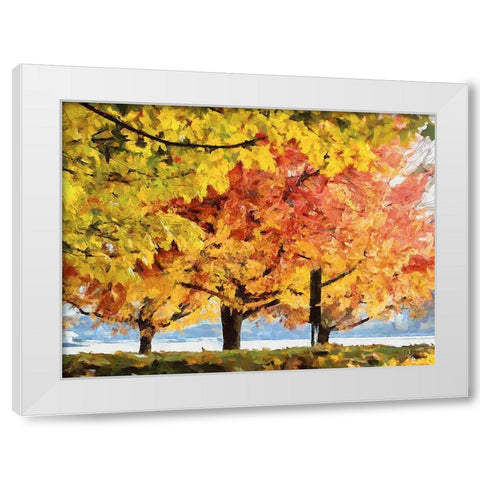 Autumn Trees in the City I White Modern Wood Framed Art Print by Medeiros, Celito