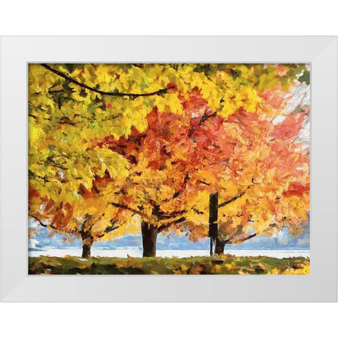 Autumn Trees in the City I White Modern Wood Framed Art Print by Medeiros, Celito