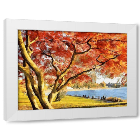 Autumn Trees in the City II White Modern Wood Framed Art Print by Medeiros, Celito