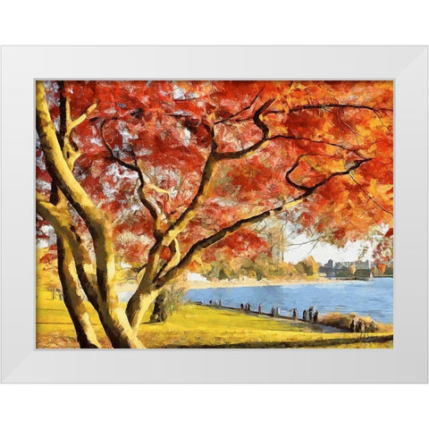 Autumn Trees in the City II White Modern Wood Framed Art Print by Medeiros, Celito