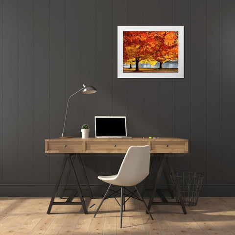 Autumn Trees in the City III White Modern Wood Framed Art Print by Medeiros, Celito
