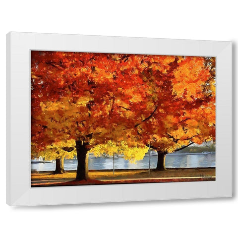 Autumn Trees in the City III White Modern Wood Framed Art Print by Medeiros, Celito