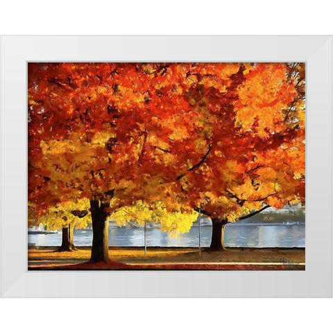 Autumn Trees in the City III White Modern Wood Framed Art Print by Medeiros, Celito