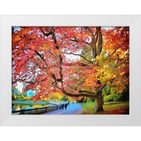 Autumn Trees in the City IV White Modern Wood Framed Art Print by Medeiros, Celito