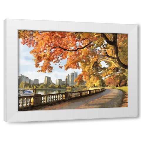 Autumn Trees in the City V White Modern Wood Framed Art Print by Medeiros, Celito
