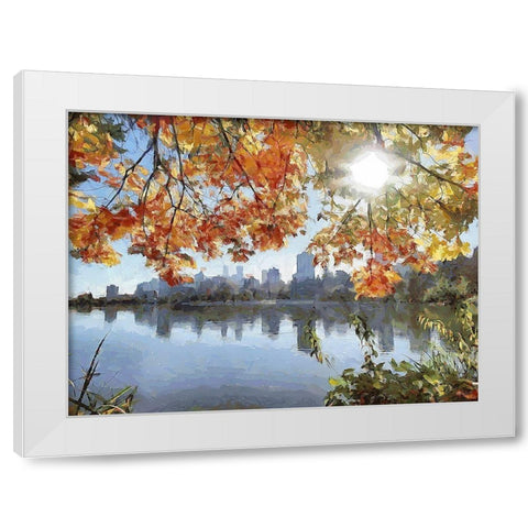 Autumn Trees in the City VII White Modern Wood Framed Art Print by Medeiros, Celito