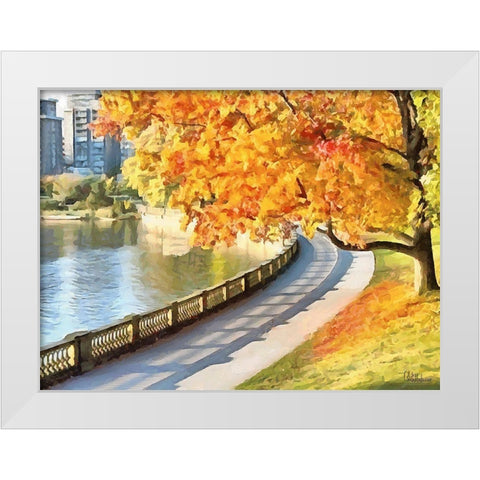 Autumn Trees in the City IX White Modern Wood Framed Art Print by Medeiros, Celito