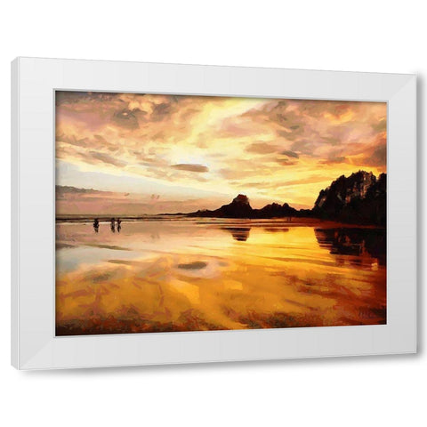 Sunset above the Lake White Modern Wood Framed Art Print by Medeiros, Celito