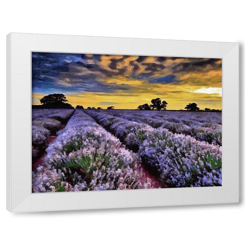 Lavender Field V White Modern Wood Framed Art Print by Medeiros, Celito