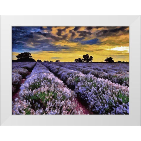 Lavender Field V White Modern Wood Framed Art Print by Medeiros, Celito