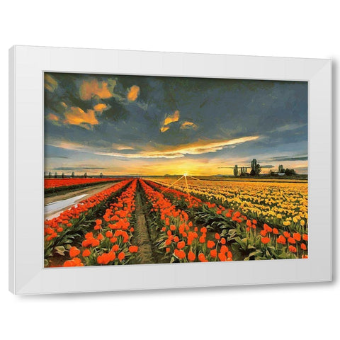 Tulip Field I White Modern Wood Framed Art Print by Medeiros, Celito