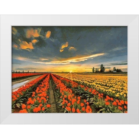 Tulip Field I White Modern Wood Framed Art Print by Medeiros, Celito