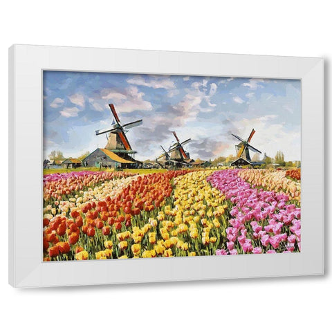 Tulip Field IV White Modern Wood Framed Art Print by Medeiros, Celito