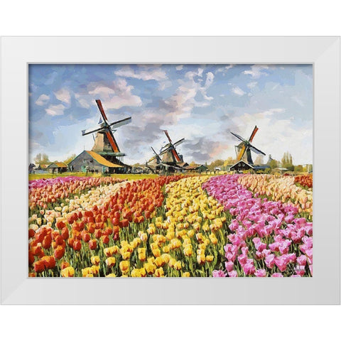 Tulip Field IV White Modern Wood Framed Art Print by Medeiros, Celito