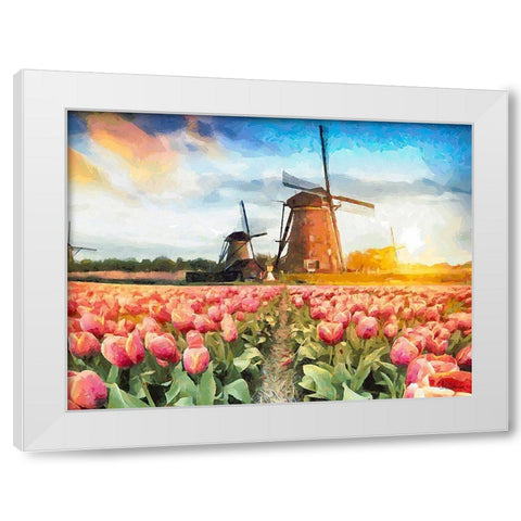 Tulip Field V White Modern Wood Framed Art Print by Medeiros, Celito