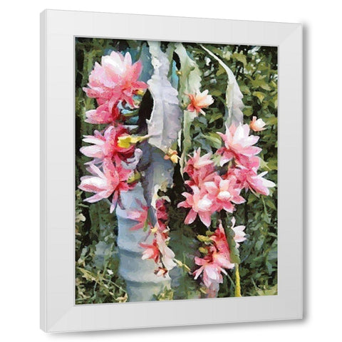 Cactus Flower V White Modern Wood Framed Art Print by Medeiros, Celito