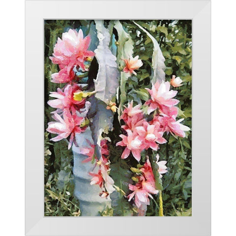 Cactus Flower V White Modern Wood Framed Art Print by Medeiros, Celito
